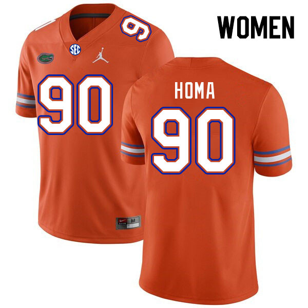 Women #90 Connor Homa Florida Gators College Football Jerseys Stitched-Orange